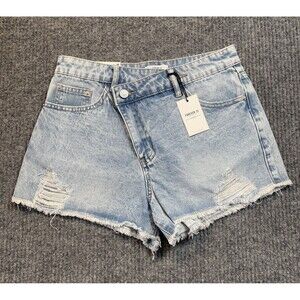 Forever 21 Jean Shorts Women Size 25 Blue Cut-Off Denim High Rise Distress NEW